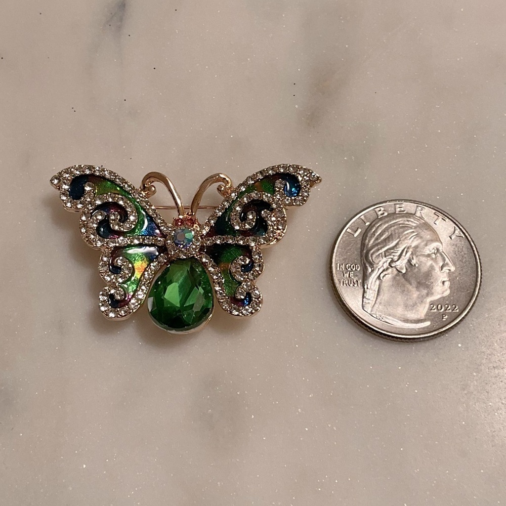 Gold Toned Butterfly Brooch - Picture 2 of 3